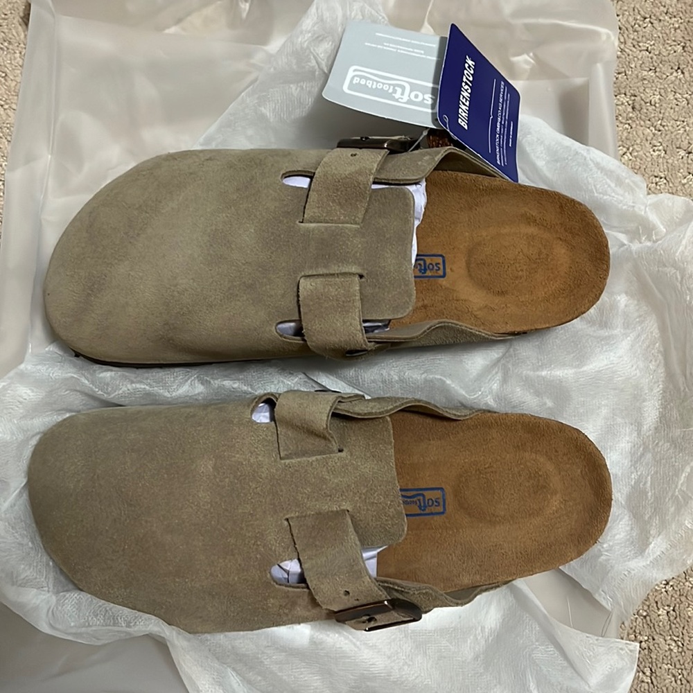 Birkenstock Boston in Taupe, EU Size 40 (suede)